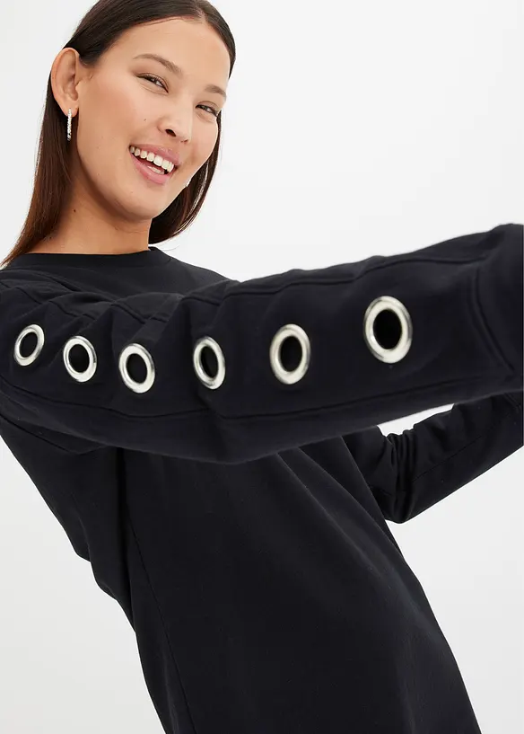 Mikinové šaty s očky, bonprix