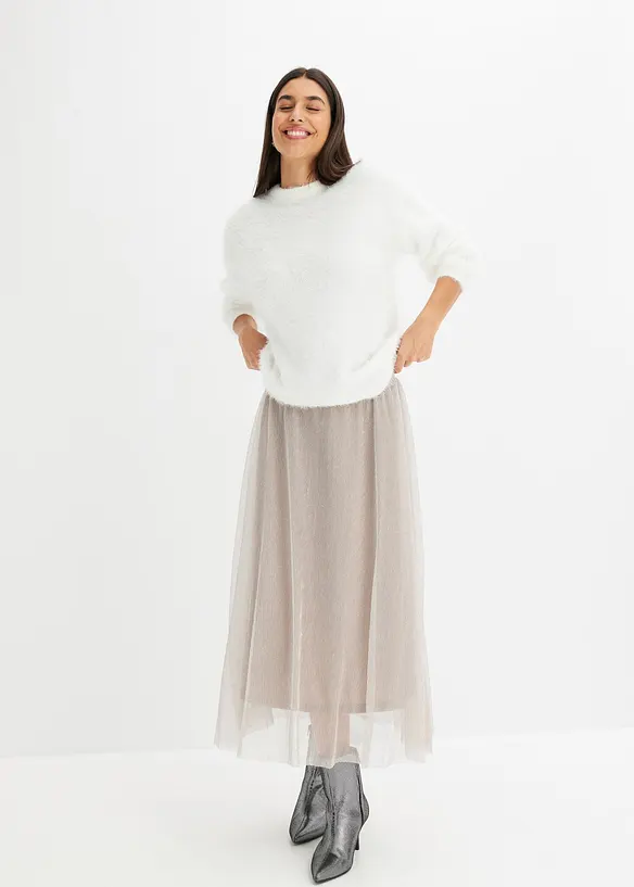 Svetr z hebce měkké peříčkové příze, bonprix