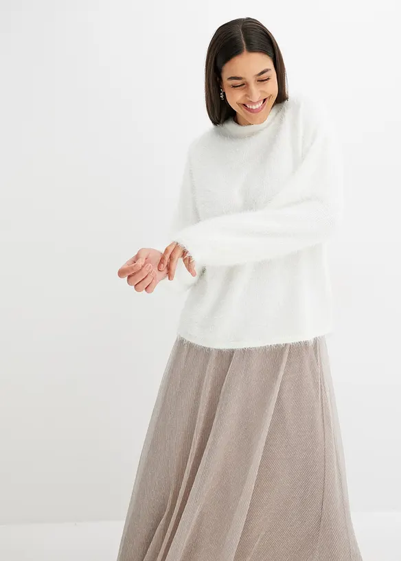 Svetr z hebce měkké peříčkové příze, bonprix