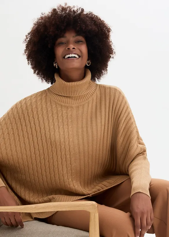 Oversize svetr ve stylu ponča, bonprix