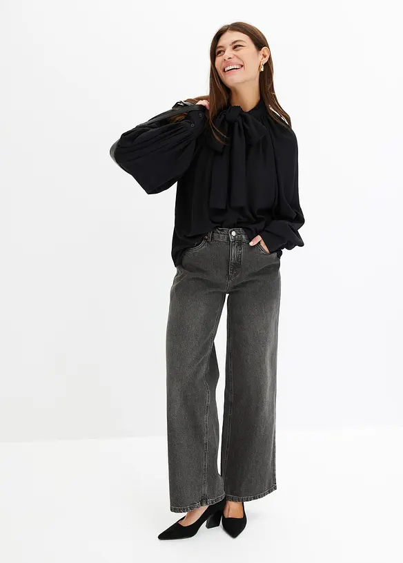 Džíny Wide Leg, Mid Waist, bonprix