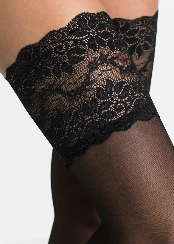 Samodržící punčochy s krajkou 20 DEN, bonprix