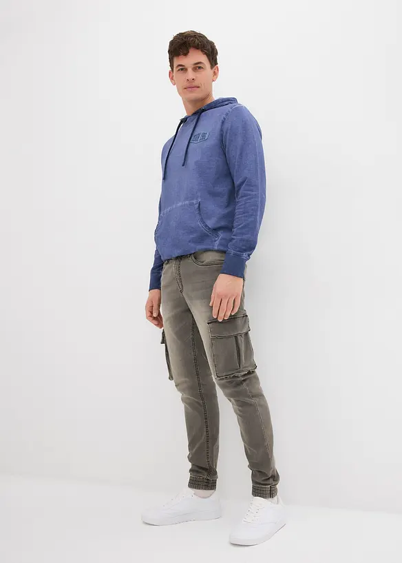 Dž&iacute;ny Slim Fit Straight, bez zap&iacute;n&aacute;n&iacute;, z tepl&aacute;koviny, bonprix