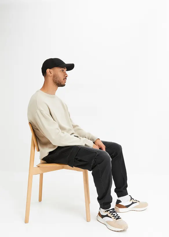 Džíny Slim Fit Straight, bez zapínání, z teplákoviny, bonprix