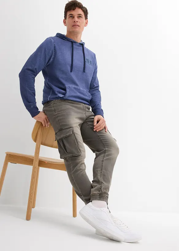 Dž&iacute;ny Slim Fit Straight, bez zap&iacute;n&aacute;n&iacute;, z tepl&aacute;koviny, bonprix