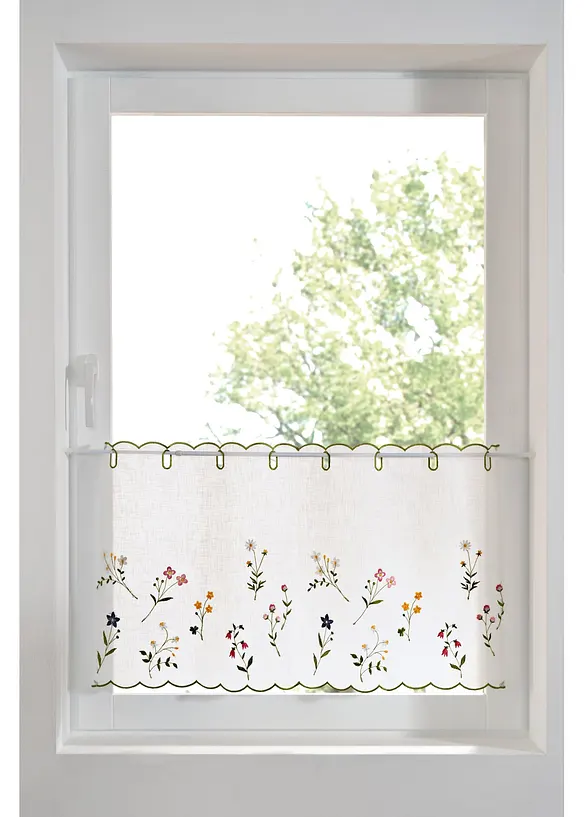 Vitrážková záclona s květinovou výšivkou, bonprix