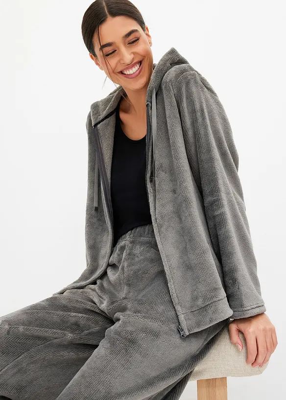 Oblek na doma z měkk&eacute;ho fl&iacute;su, bonprix