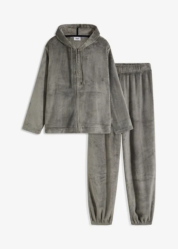 Oblek na doma z měkk&eacute;ho fl&iacute;su, bonprix