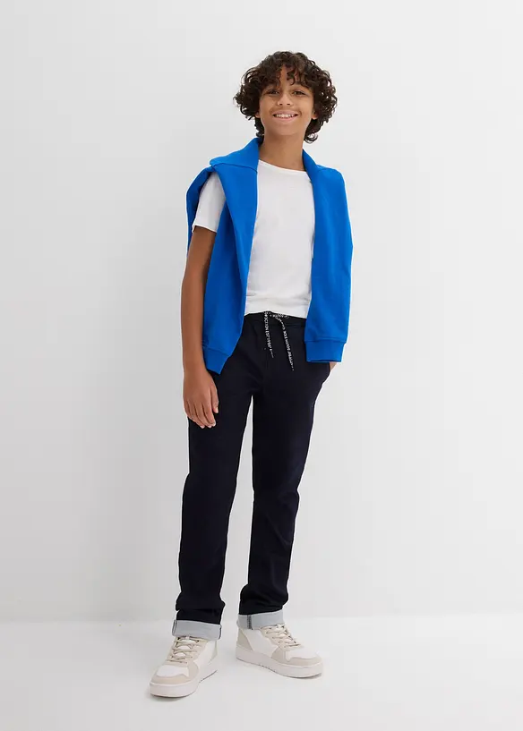 Dž&iacute;ny z tepl&aacute;koviny, bez zap&iacute;n&aacute;n&iacute;, Regular Fit, Straight, bonprix