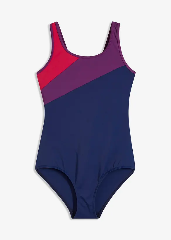 Sportovní jednodílné plavky s kontrastními vsadkami, bonprix