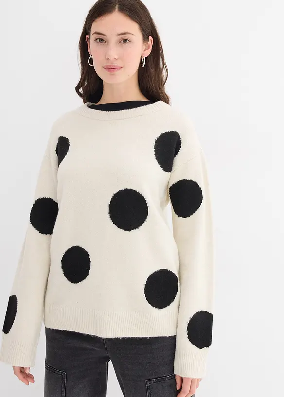 Oversize svetr s puntíky, bonprix