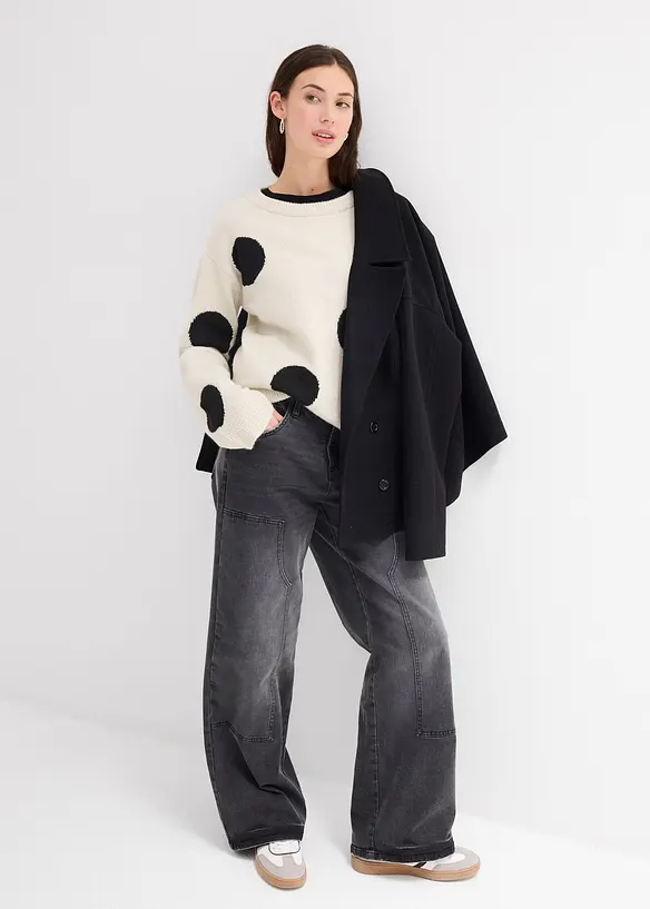 Oversize svetr s puntíky, bonprix