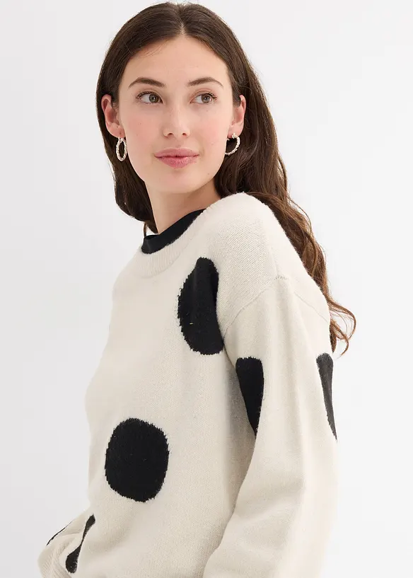 Oversize svetr s puntíky, bonprix