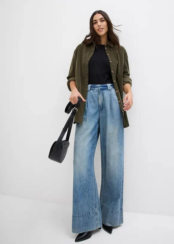 Džíny Wide Leg, High Waist, bonprix