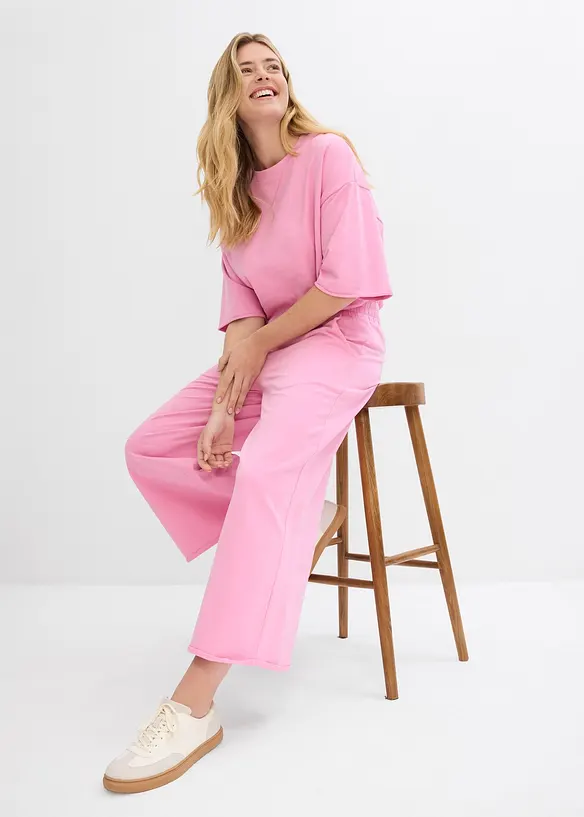 Teplákové kalhoty z organické bavlny, 7/8 délka, bonprix