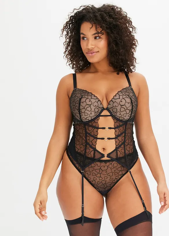 Korzetov&yacute; top s kosticemi a elegantn&iacute; v&yacute;&scaron;ivkou, bonprix