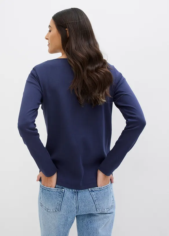 Triko s kulat&yacute;m v&yacute;střihem, z čist&eacute; organick&eacute; bavlny, bonprix