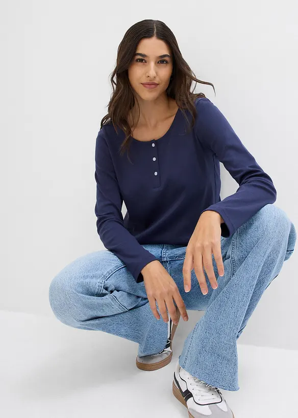 Triko s kulat&yacute;m v&yacute;střihem, z čist&eacute; organick&eacute; bavlny, bonprix