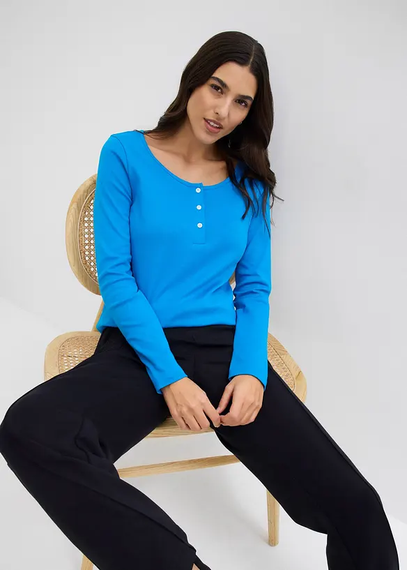 Triko s kulat&yacute;m v&yacute;střihem, z čist&eacute; organick&eacute; bavlny, bonprix