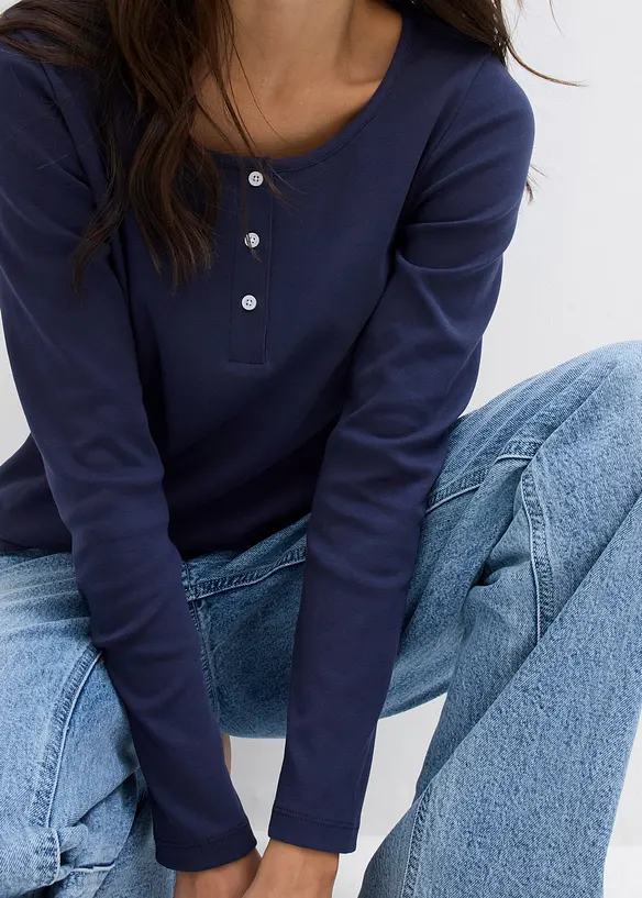 Triko s kulat&yacute;m v&yacute;střihem, z čist&eacute; organick&eacute; bavlny, bonprix