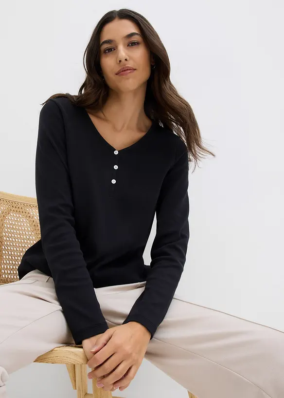 Tričko s dlouh&yacute;m ruk&aacute;vem, z čist&eacute; organick&eacute; bavlny, bonprix