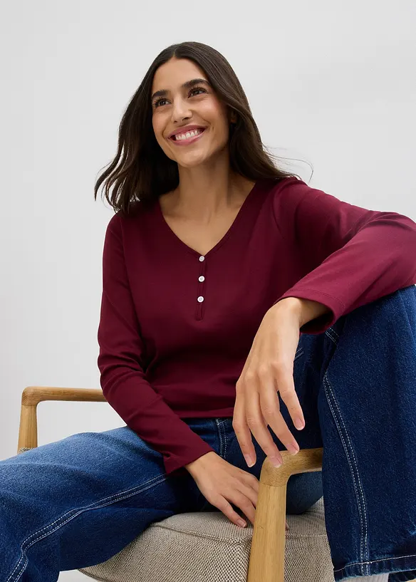 Tričko s dlouhým rukávem, z čisté organické bavlny, bonprix