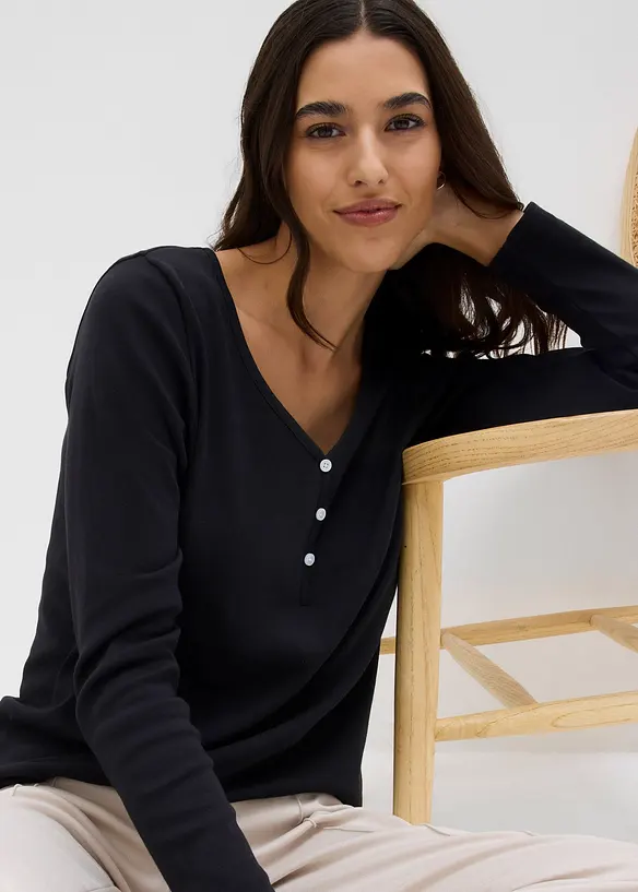 Tričko s dlouh&yacute;m ruk&aacute;vem, z čist&eacute; organick&eacute; bavlny, bonprix