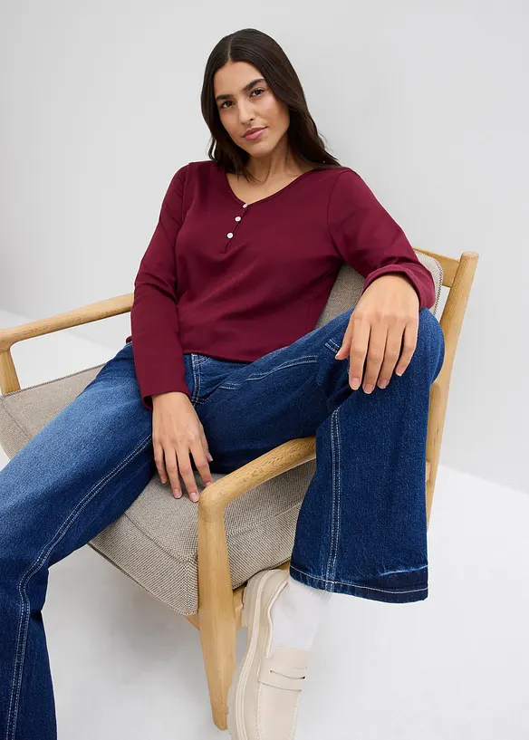 Tričko s dlouhým rukávem, z čisté organické bavlny, bonprix