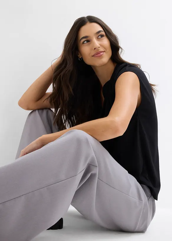 Henley tričko s kr&aacute;tk&yacute;m ruk&aacute;vem, ze směsi s visk&oacute;zou, bonprix