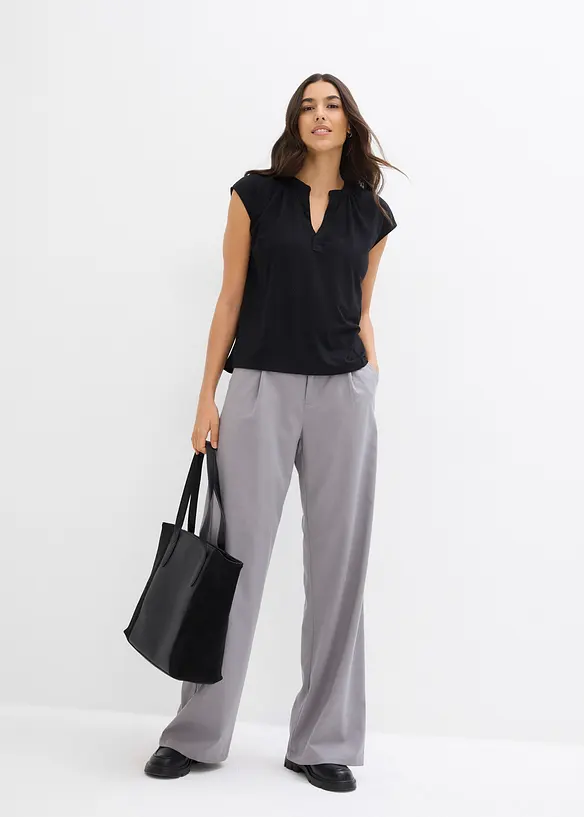 Henley tričko s kr&aacute;tk&yacute;m ruk&aacute;vem, ze směsi s visk&oacute;zou, bonprix