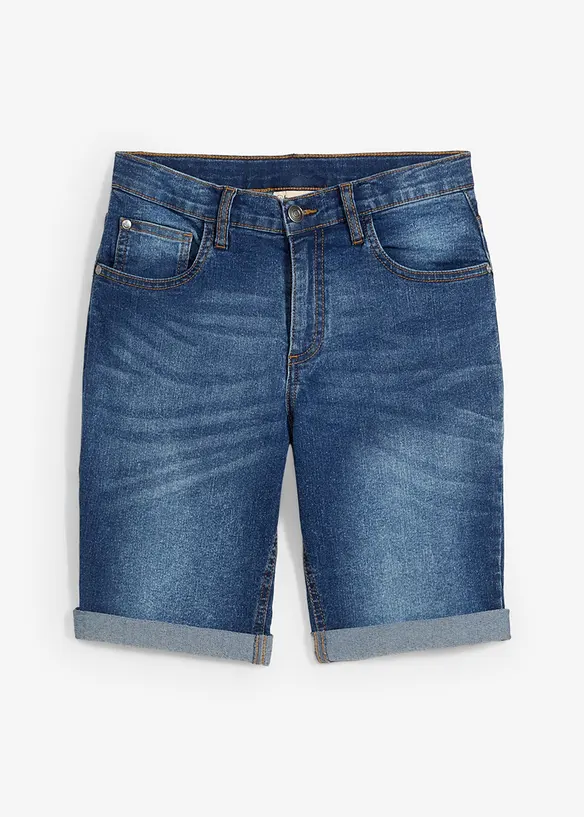 Strečové džínové bermudy s nastavitelným pasem, Slim Fit, bonprix