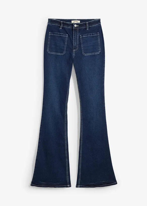 Strečové džíny Bootcut, High Waist, dlouhá délka, bonprix