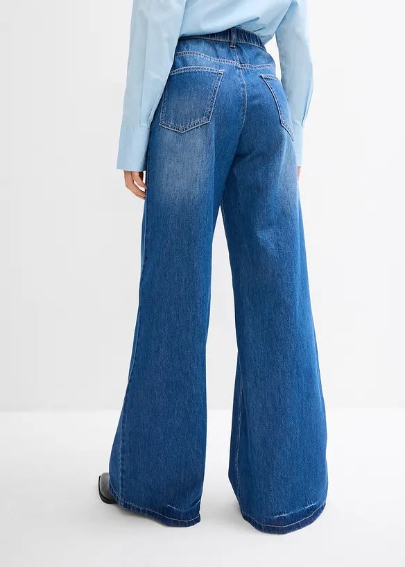 Džíny Wide Leg, High Waist, pohodlný pas, dlouhá délka, bonprix