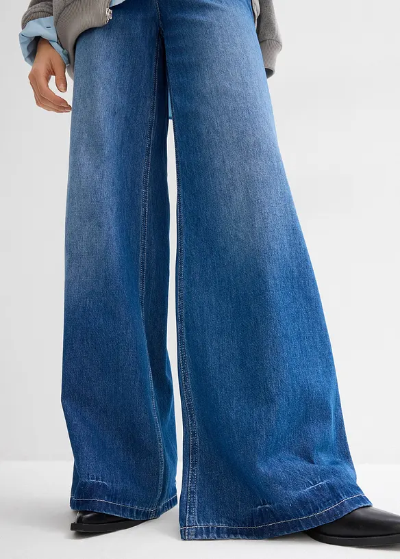 Džíny Wide Leg, High Waist, pohodlný pas, dlouhá délka, bonprix