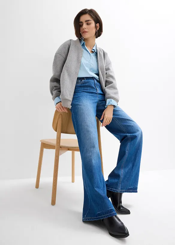 Džíny Wide Leg, High Waist, pohodlný pas, dlouhá délka, bonprix