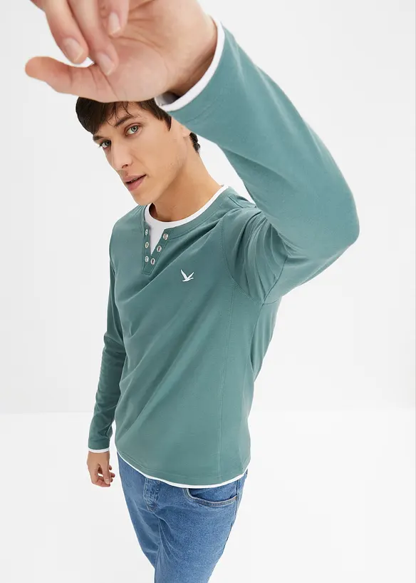 Tričko 2 v 1, dlouh&yacute; ruk&aacute;v (2 ks v balen&iacute;), bonprix