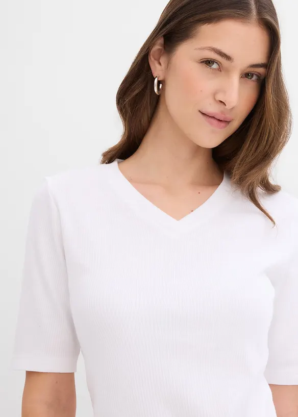 Žebrov&eacute; triko z čist&eacute; organick&eacute; bavlny (2 ks v balen&iacute;), bonprix