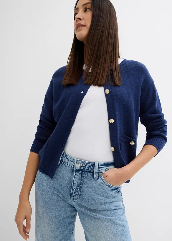Džíny Wide Leg, Mid Waist, malý podíl streče, dlouhá délka, bonprix