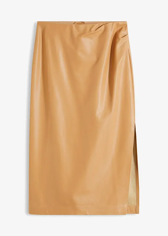 Midi sukně z umělé kůže, bonprix