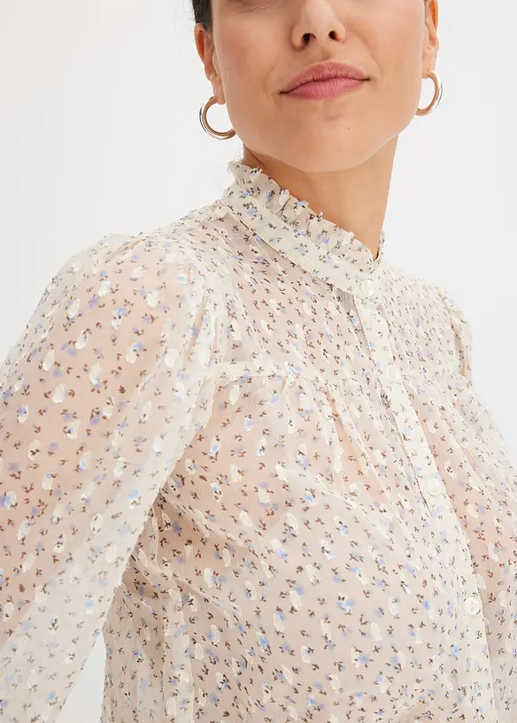 Potištěná šifónová halenka s rýšky, bonprix