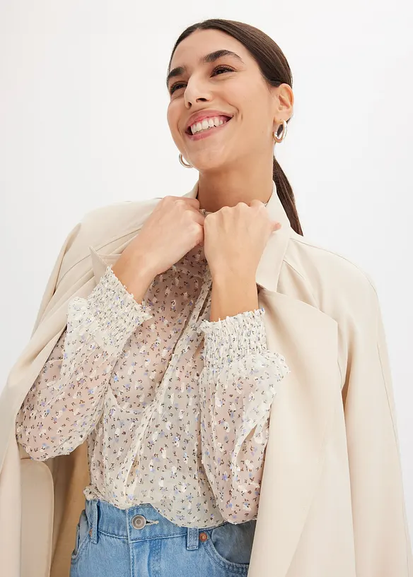 Potištěná šifónová halenka s rýšky, bonprix