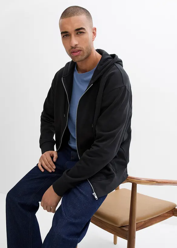 Prop&iacute;nac&iacute; mikina s kapuc&iacute;, z čist&eacute; organick&eacute; bavlny, Loose Fit, bonprix