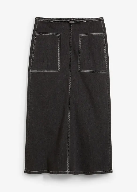 Džínová midi sukně, Mid Waist, bonprix