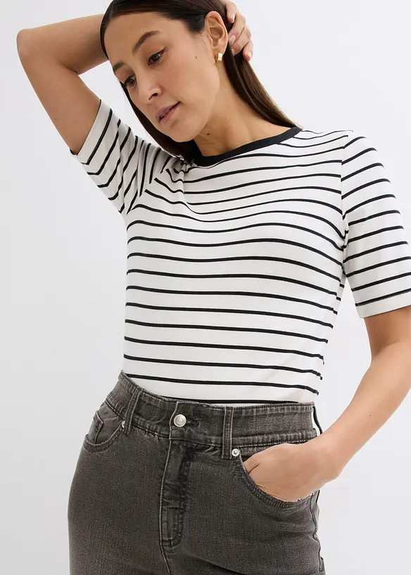 Dž&iacute;ny Straight, High Waist, s rozparkem, bonprix