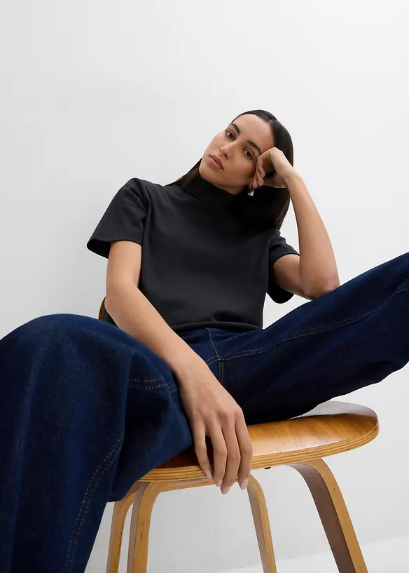 Tričko s rol&aacute;kem, z čist&eacute; organick&eacute; bavlny, bonprix