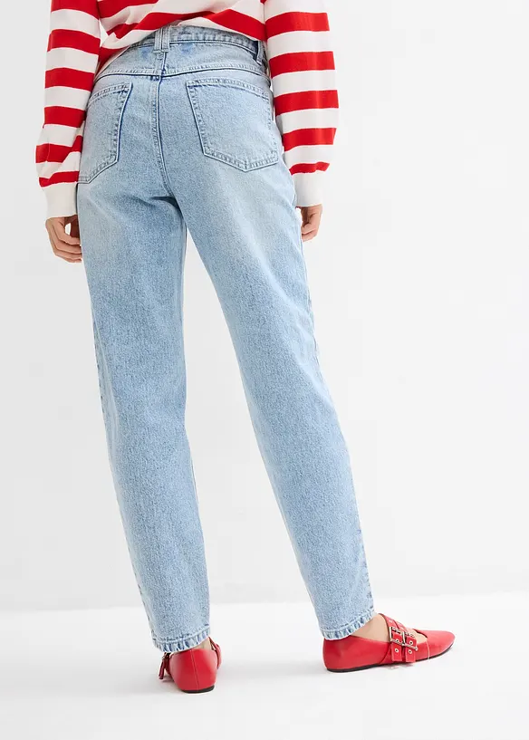 Mom džíny, High Waist, nízký podíl streče, zkrácené, bonprix