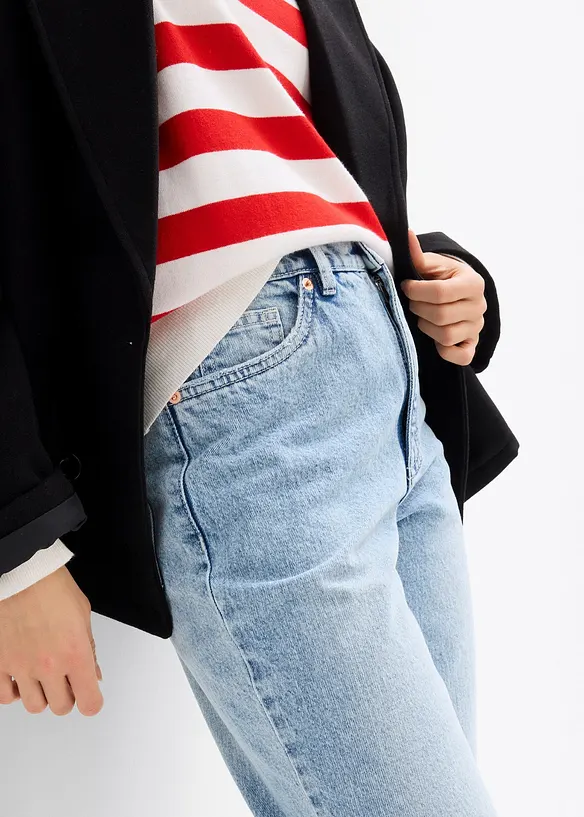 Mom džíny, High Waist, nízký podíl streče, zkrácené, bonprix