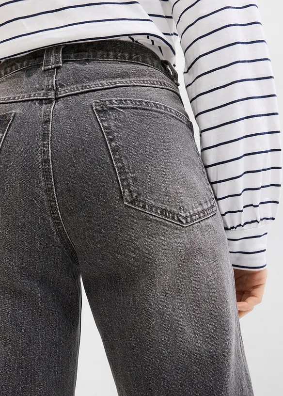 Mom džíny, High Waist, nízký podíl streče, zkrácené, bonprix