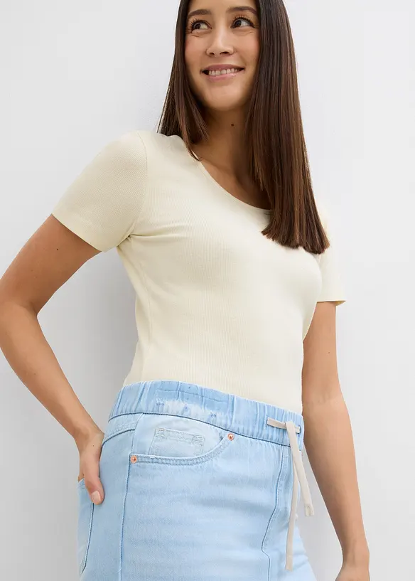 Džíny se širokými nohavicemi a pohodlným pasem, Mid Waist, bonprix