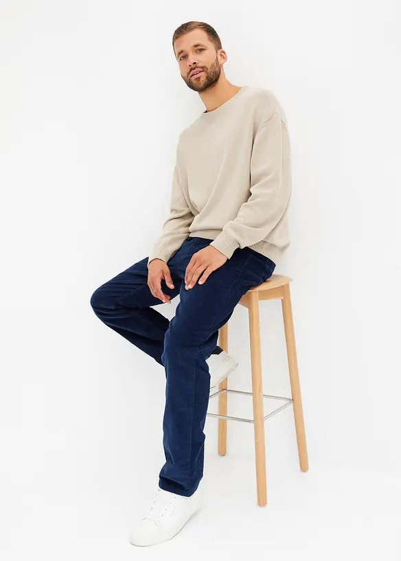 Termo manšestrové kalhoty s flanelovou podšívkou, Straight, Relaxed Fit, bonprix